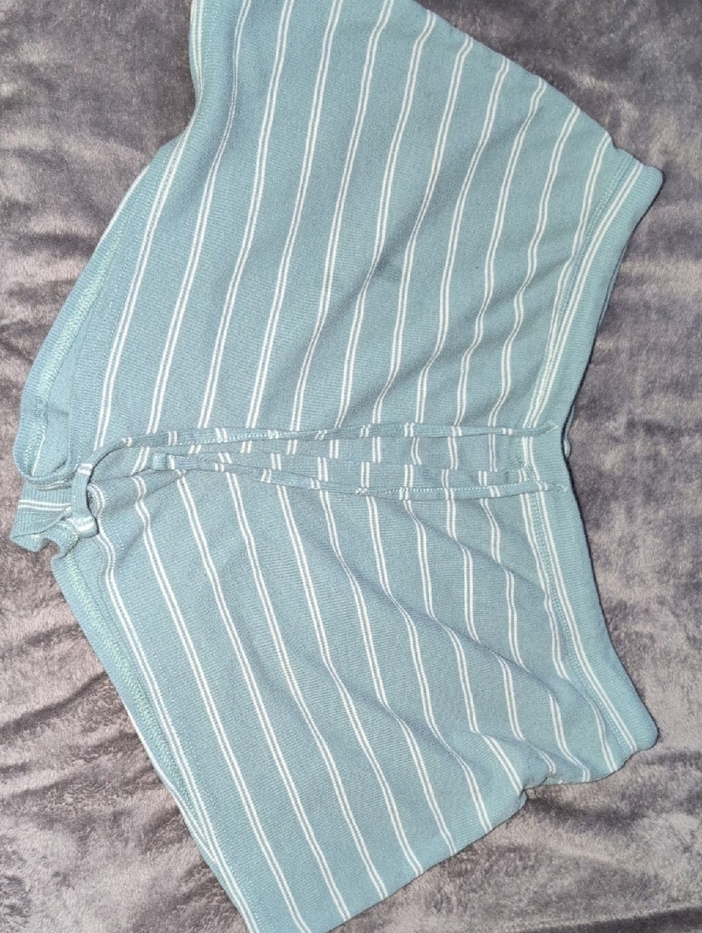 Teal And White Striped Shorts